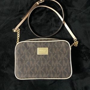 Michael Kors Jet Set Brown Monogram Crossbody Bag